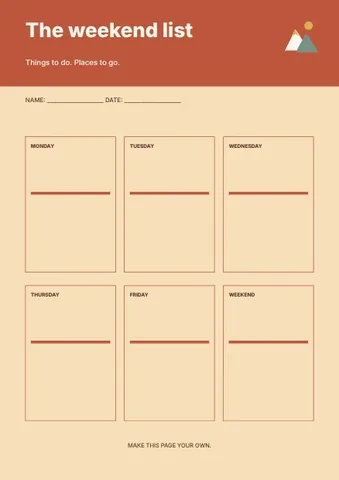The weekend list · Retro planner template
