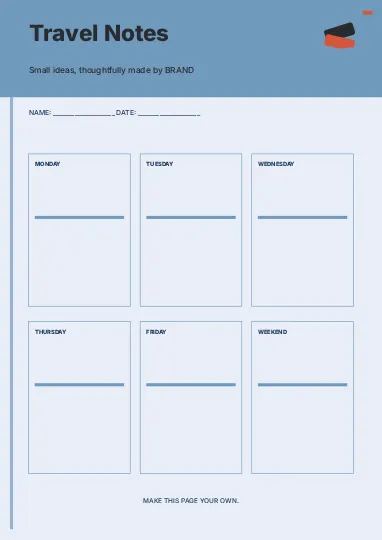 Travel Notes · Classic 2 planner template