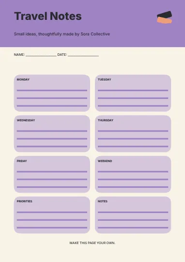 Travel Notes · Duotone planner template