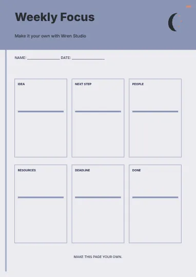 Weekly Focus · Classic planner template