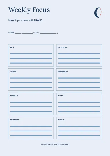 Weekly Focus · Contour planner template