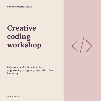 Creative coding workshop · Editorial podcast cover template