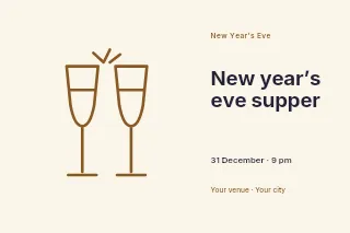 New Year’s Eve supper postcard template · Horizontal photo dialogue