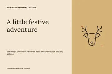Reindeer Christmas greeting postcard template