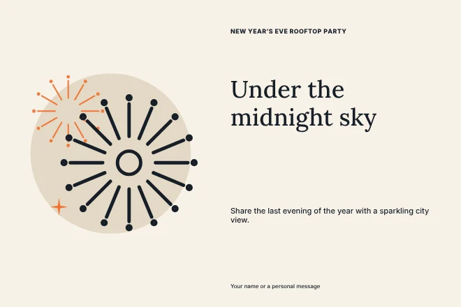 New Year’s Eve rooftop party · Atelier postcard template