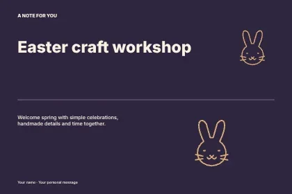 Easter craft workshop · Editorial postcard template