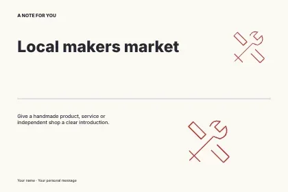 Local makers market · Editorial postcard template
