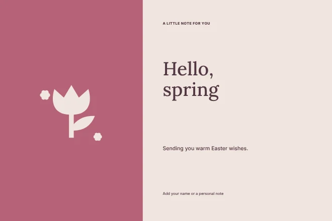 Easter spring tulips postcard template