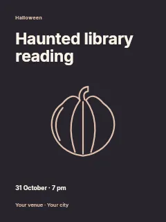 Haunted library reading poster template