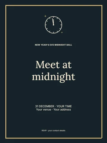 New Year’s Eve midnight ball poster template