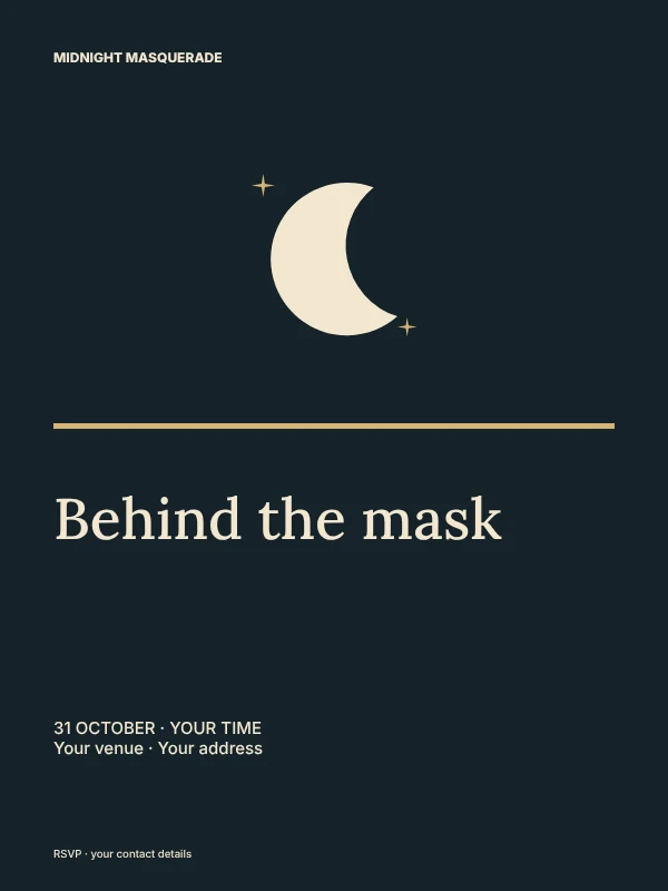 Midnight masquerade poster template