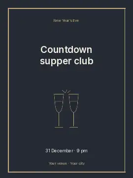 Countdown supper club · Split poster template