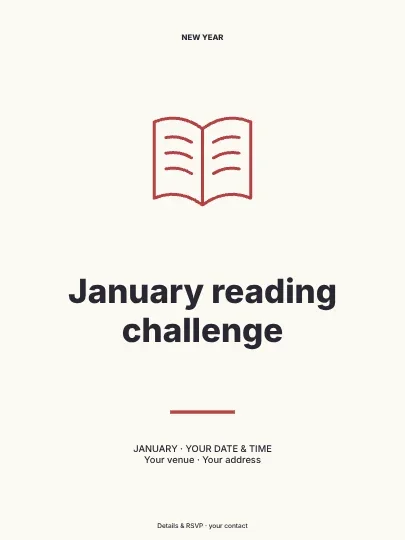 January reading challenge · Centered poster template