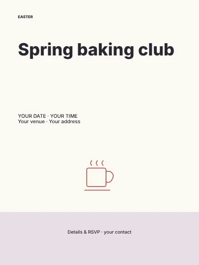 Spring baking club · Ribbon poster template