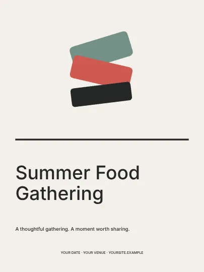 Summer Food Gathering · Linework poster template