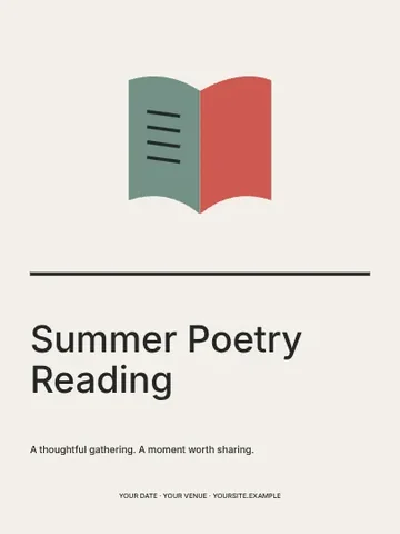 Summer Poetry Reading · Linework poster template