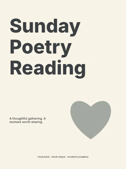 Sunday Poetry Reading · Typographic poster template