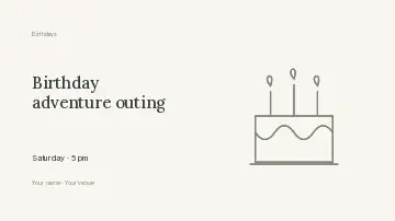 Birthday adventure outing · Quiet border presentation cover template