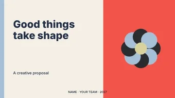 Good things take shape · Swiss presentation cover template