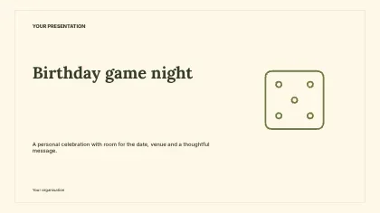 Birthday game night · Framed presentation cover template
