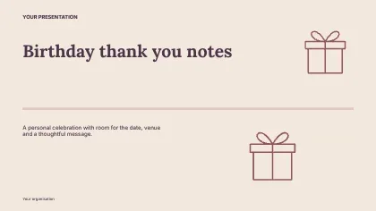 Birthday thank you notes · Editorial presentation cover template