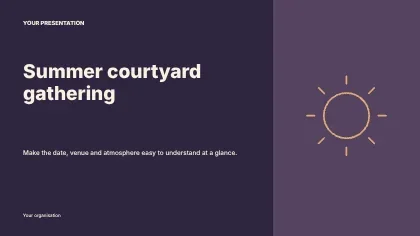 Summer courtyard gathering · Columns presentation cover template