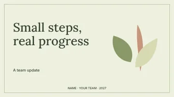 Small steps, real progress · Botanical presentation cover template