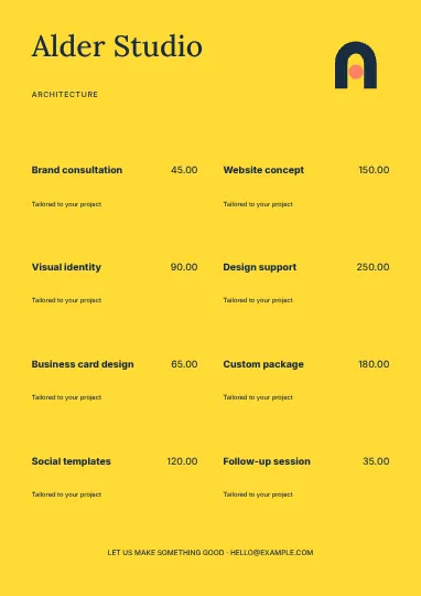 Architecture · Stencil price list template