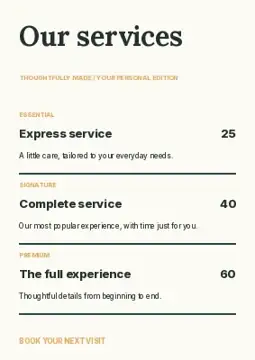 Workshops · Bold price list template