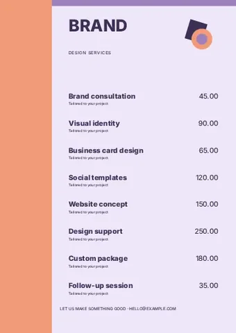 Design · Playful price list template