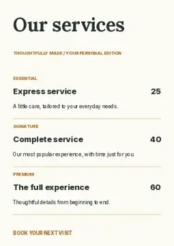 Interiors · Bold price list template
