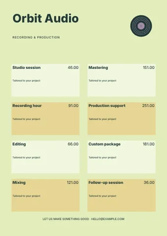 Music · Geometric price list template