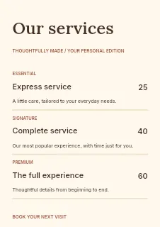 Food & drink · Modern price list template