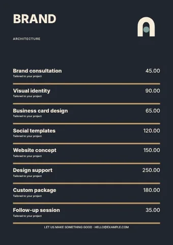 Architecture · Column price list template