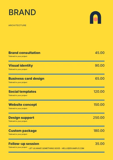 Architecture · Gallery price list template