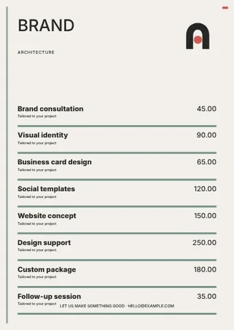 Architecture · Terrace price list template