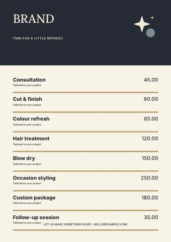 Beauty · Elegant price list template