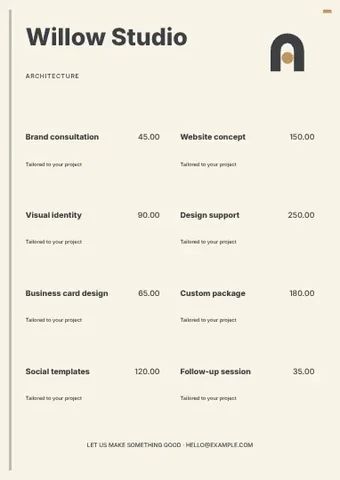Architecture · Classic price list template