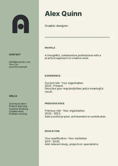 Graphic designer · Contour resume template