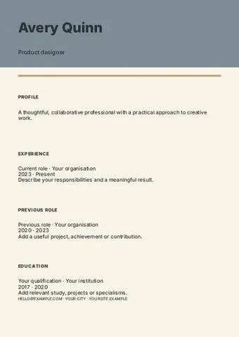 Product · Elegant resume template