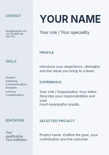 Product designer · Column 2 resume template