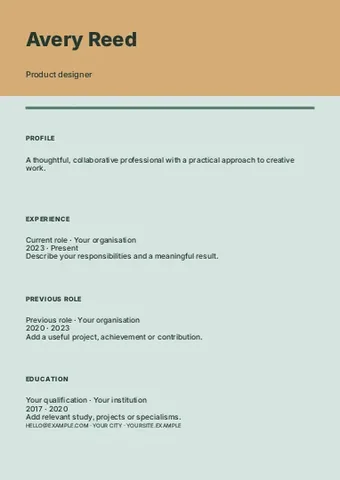 Product designer · Frame 2 resume template