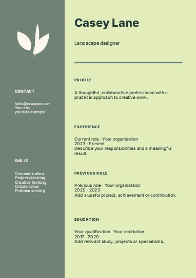 Landscape · Geometric resume template