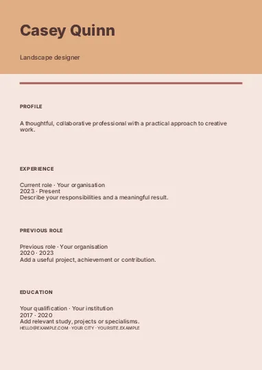 Landscape designer · Frame 2 resume template