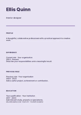 Interior designer · Orbit resume template