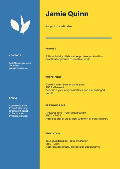Project coordinator · Stencil resume template