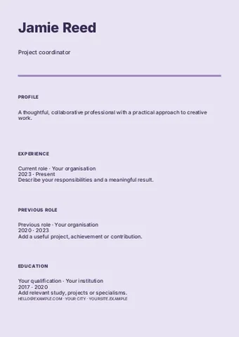 Project coordinator · Orbit resume template