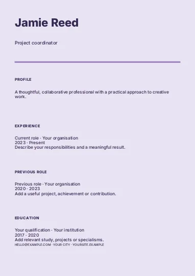 Project coordinator · Orbit resume template