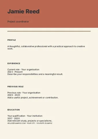 Project coordinator · Studio resume template