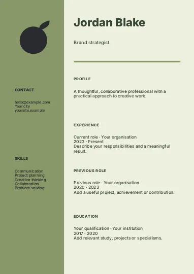 Branding · Botanical resume template